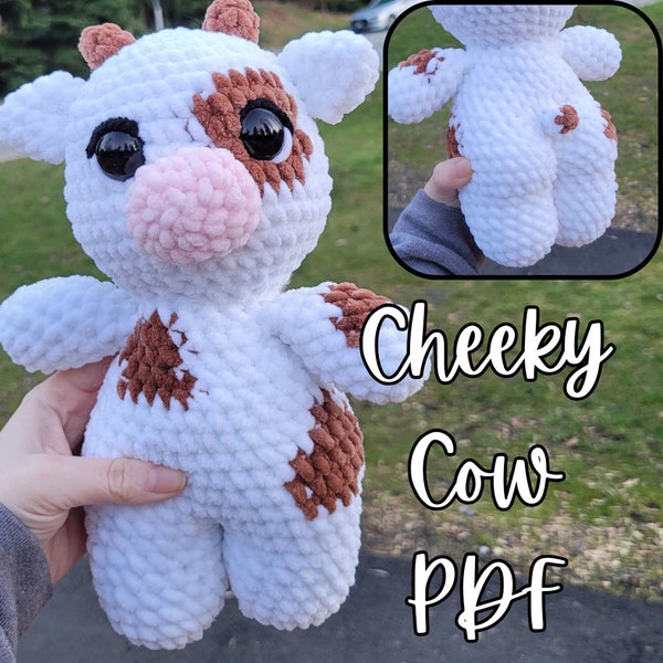 Cow Crochet Pattern, Cheeky Cow Crochet, PDF Crochet Pattern, Cow with a Bum, Cow PDF Pattern, cute cow crochet