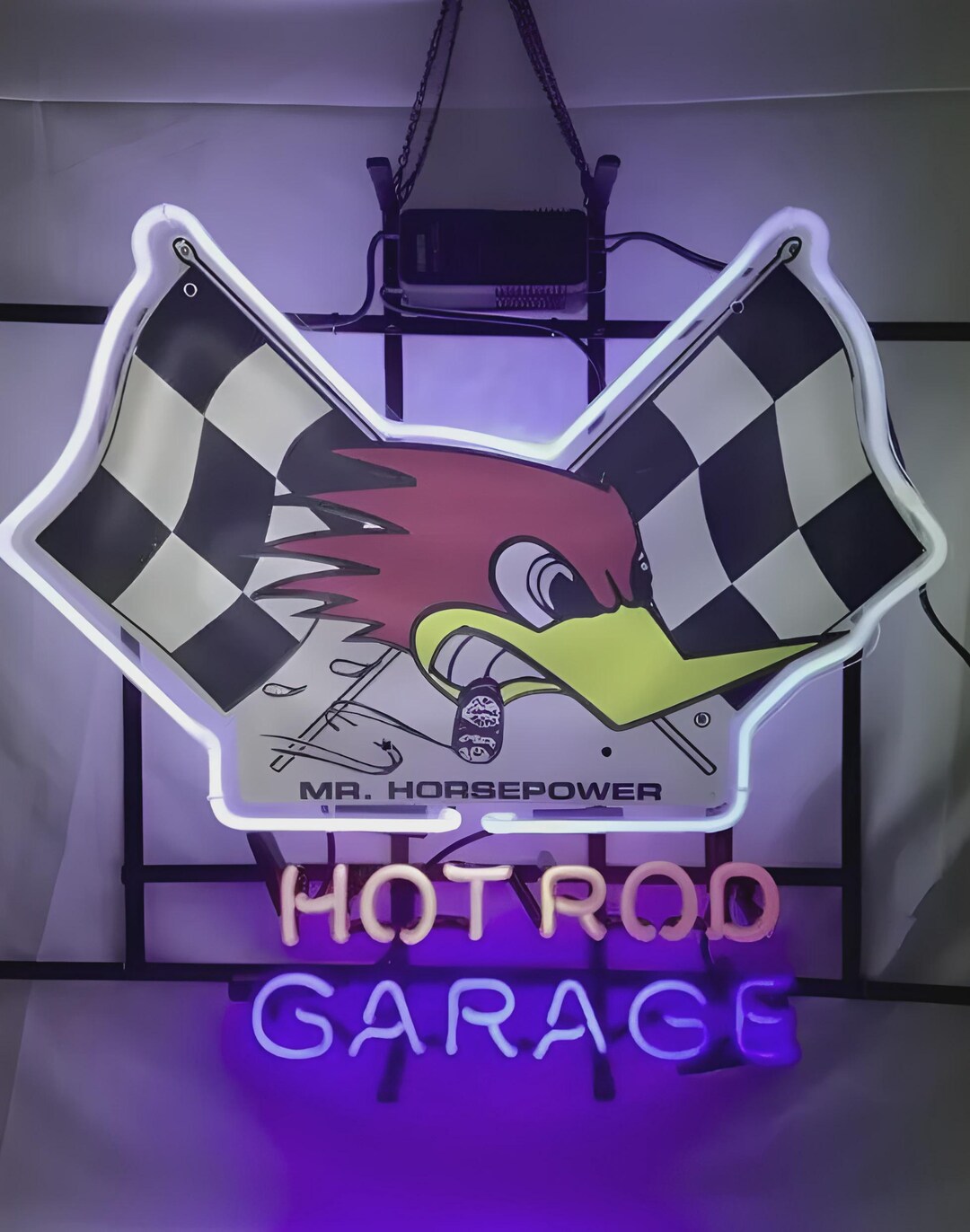 Hot Rod Garage Neon Sign: HD Vivid Print Man Cave Decor (20"x16") - Etsy