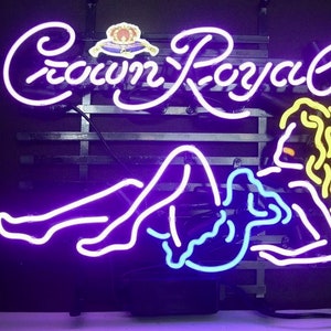 Royal Purple Whiskey Girl Theme 17&quot;x14&quot; Neon Sign Light for Bar & Man Cave Decor