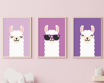 Digital Wall Art Llama Purple Kid Room Decor Pastel Birthday Gift Her Instant Download Art Girly Instant Download Gift Girl Danish Pastel
