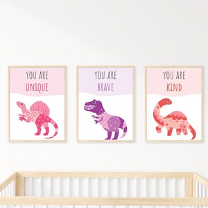 3 pezzi luminoso colorato dinosauro adesivo murale, adorabile Nursery Boys Room Decor, 1 anno vecchio ragazzo regalo per sala giochi, Girly sopra il letto Wall Art