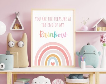 Rainbow Affirmations for Kids Print, Inspirational Positive Nursery Wall Art Decal, Preppy Room Girly Boho Decor, Colourful Pastel Poster