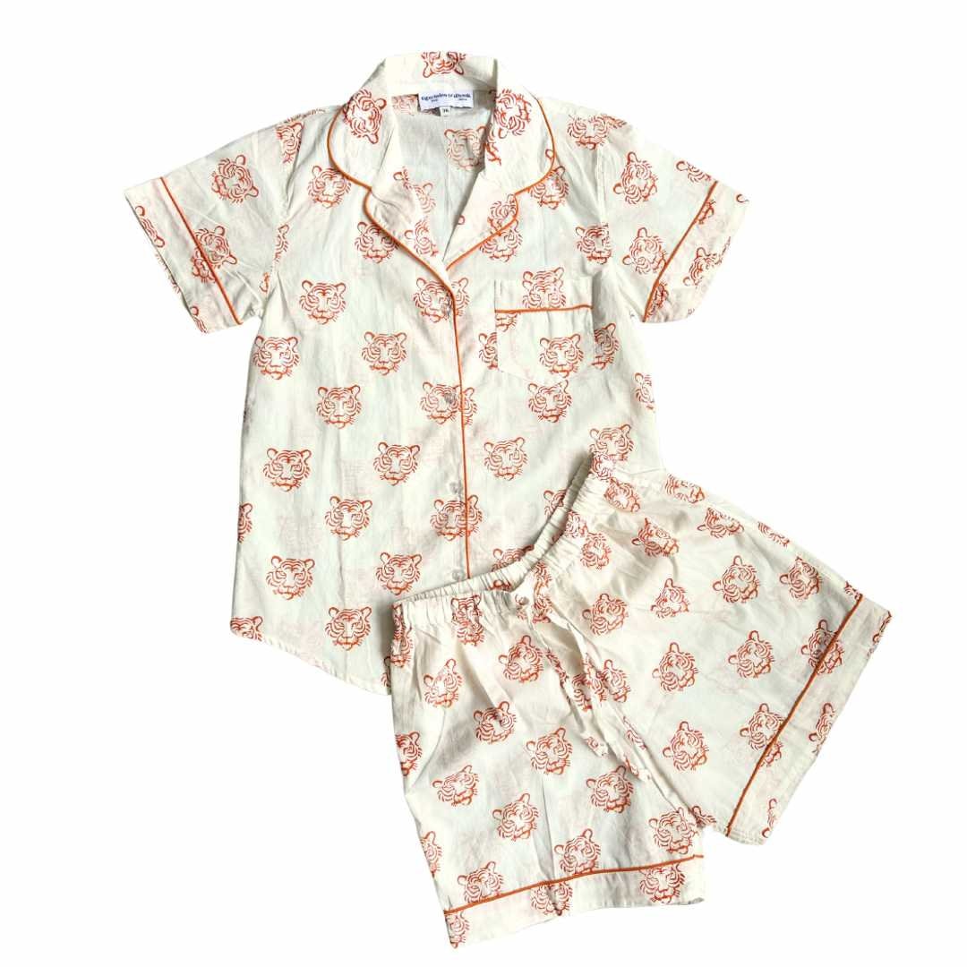 Red Tiger Pajama Short Set