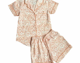 Short Pajama Sets - Orange Tiger Stripe