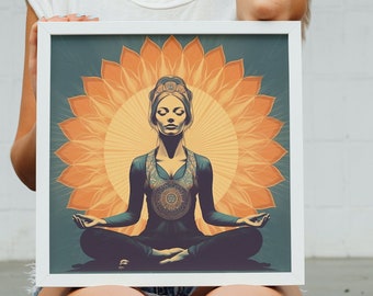 Yoga Goddess Digital Art Poster 2 (Set of 3+1 free), Yoga Girl Digital Art Download, Yoga Girl Printable Wall Art, Meditation Art