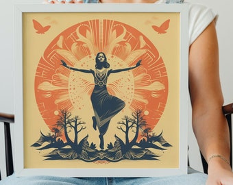 Yoga Goddess Digital Art Poster 1 (Set of 3+1 free), Yoga Girl Digital Art Download, Yoga Girl Printable Wall Art, Meditation Art
