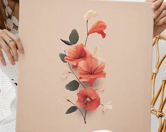 Flower Garden Digital Art Poster 4 (Set of 3+1 free), Flower Art, Digital Art Download, Printable Wall Art, Couple Gifts