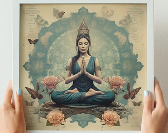 Yoga Goddess Digital Art Poster 3, Yoga Girl Digital Art Download, Yoga Girl Printable Wall Art, Meditation Art
