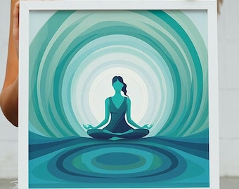 Blue Yoga Goddess Digital Art Poster 5 (Set of 4+1 free), Yoga Girl Digital Art Download, Yoga Girl Printable Wall Art, Meditation Art