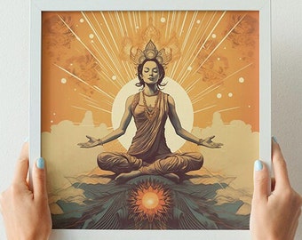 Yoga Goddess Digital Art Poster 4 (Set of 3+1 free), Yoga Girl Digital Art Download, Yoga Girl Printable Wall Art, Meditation Art