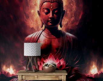 Red Buddha Wall Mural Serene Wallpaper Buddha Spa Wallpaper Stick Self Adhesive Wallpaper Buddha Wallpaper Buddhist Gift for Openers