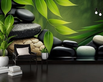 Zen Stones Wall Mural | Peel and Stick Vinyl Wallpaper