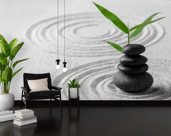 Zen Stone Garden Wallpaper | Peel and Stick Wall Mural
