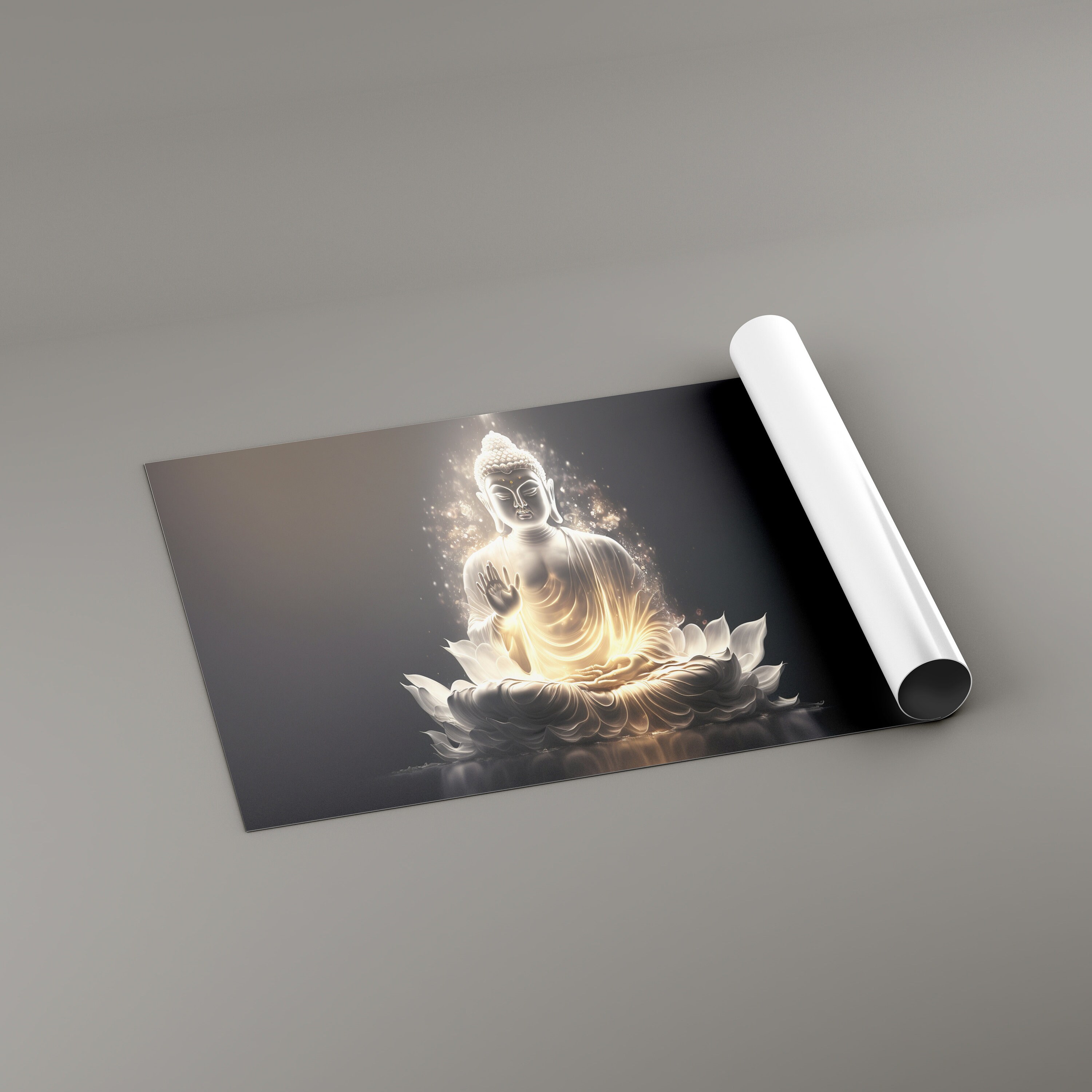 White Buddha Wall Mural for Living Room Buddha Wallpaper Etsy