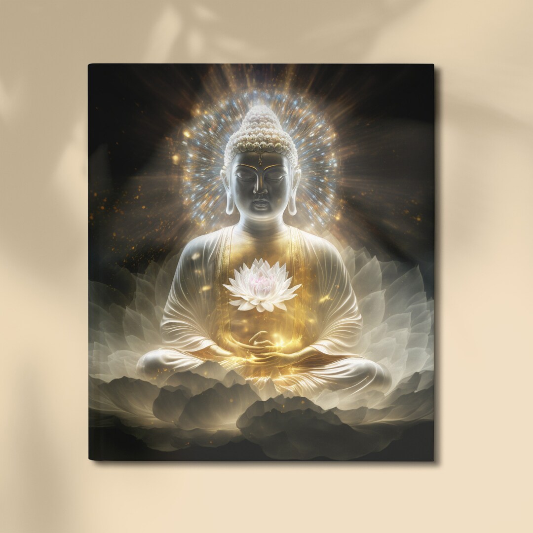 White Buddha Wall Art Large Wall Art Canvas Wall Art Living Room Wall