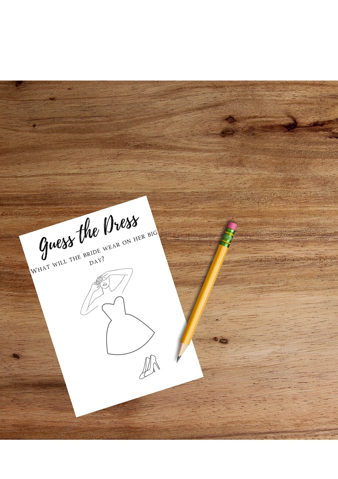 Digital Download Guess the Dress Bridal Shower Bachelorette Party Game Signage Stationary A5 PNG