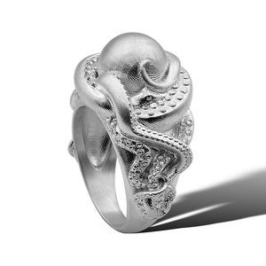 Octopus Handmade Sterling Silver Men Ring, Kraken Animal Biker Ring, Octopus Animal Silver Men Jewelry, Sea Animal Gothic Ring, Ring For Men