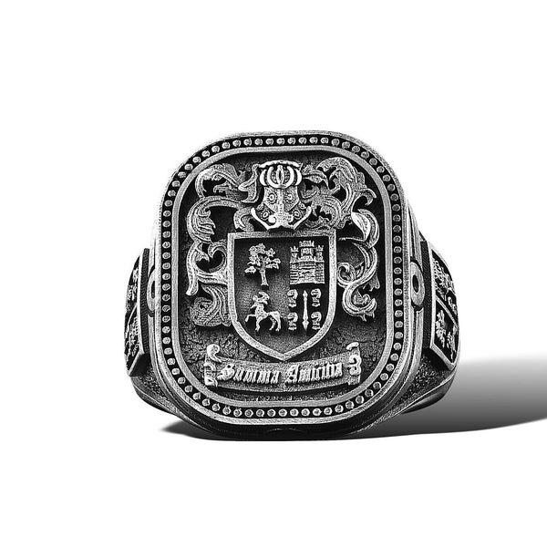 Custom Design Ring Heraldic Wappen Ring 925k Unique Pinky Ring Wax Seal Jewelry Custom Signet Ring Family Crest Coat Of Arms Rings For Men