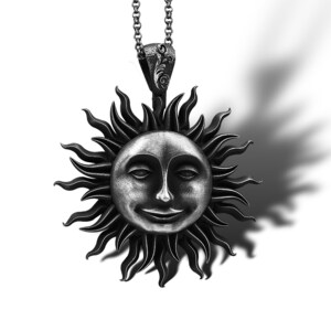 Mens Sun Necklace Silver Sun Pendant 925k Sterling Silver Pendant Sun Unique Gift For Him Sun Pendant Charm For Man Sun Amulet Gift For Man