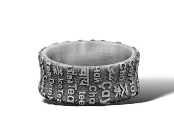 Silver Tea Lover Band Ring Mens Letter Word Band Ring Mens Customizable Letter Words Ring Personalizable Letter Band Ring