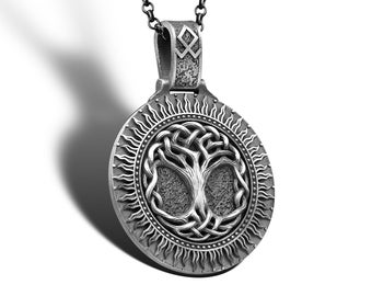 Tree Of Life Necklace Men Yggdrasil Pendant Scandinavian Yggdrasil Necklace Viking Tree Necklace Silver Chain Yggdrasil Pendant Men Amulet