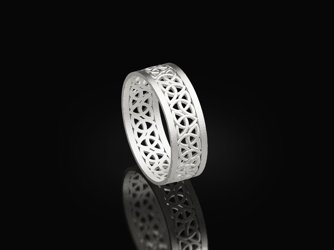 BySilverStone Trinity Celtic Knot Men's Band Ring - Handmade Sterling Silver Triquetra Wedding Ring, Stackable Mythology Ring - View #8