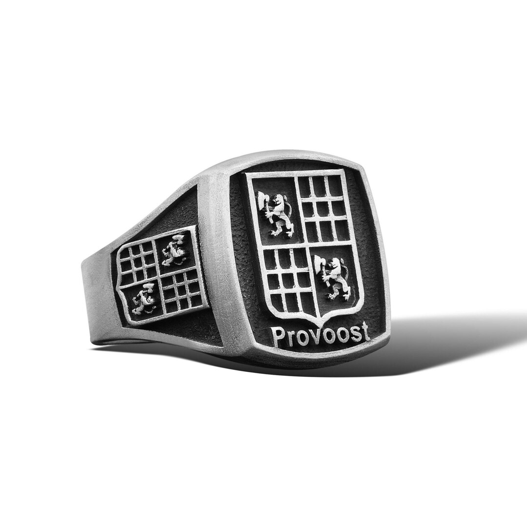 Mens Custom Ring Silver Coats of Arms Ring Wax Seal Etsy