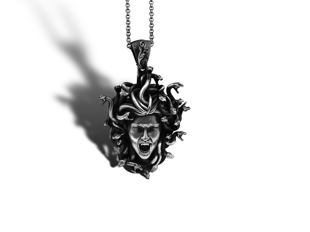 Medusa Pendant, Medusa Head Necklace, Medusa Sterling Silver Pendant