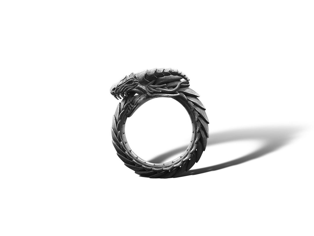 Ouroboros Dragon Ring Mens Dragon Ring Silver Dragon Rings for