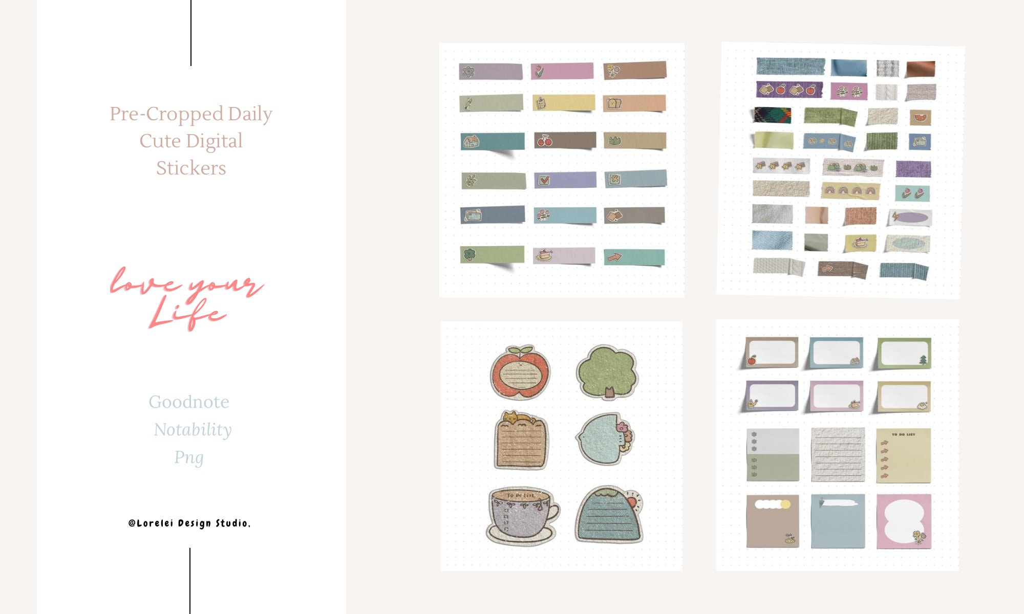 286 Fabric Texture Digital Stickers Kit With the Elements of Flowers ...