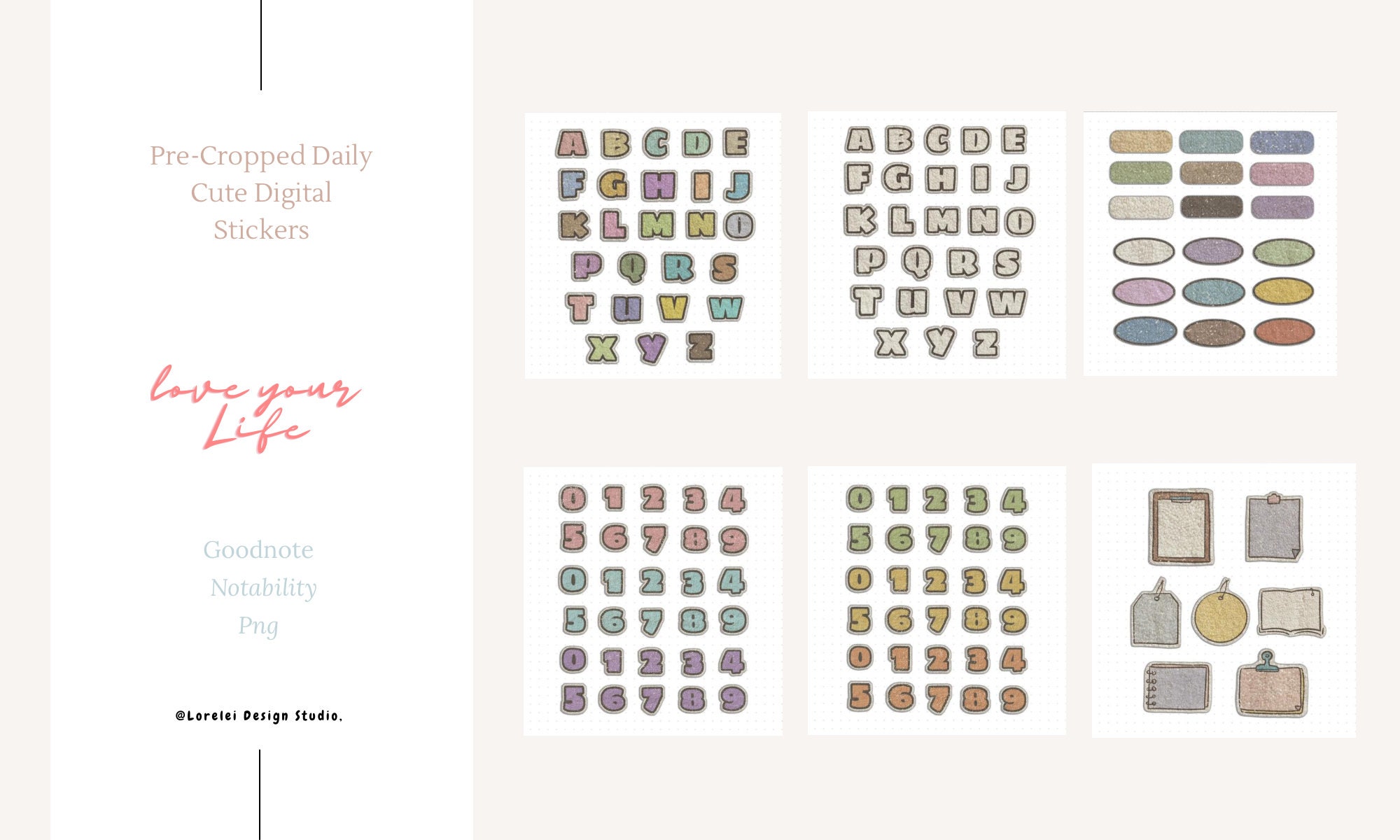 286 Fabric Texture Digital Stickers Kit With the Elements of Flowers ...
