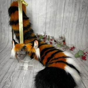 Realistic Faux fur Tiger Ears and Tail