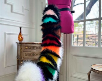 Pride Rainbow Faux Fur Tiger Ears and Tail Canada