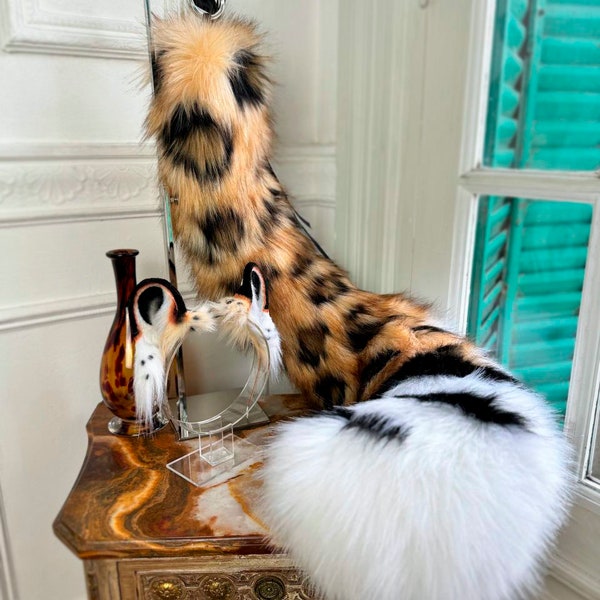 Realistische Kunstfell Leopard Ohren und Schwanz