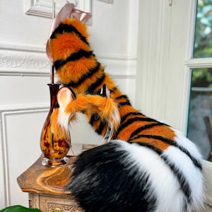 Realistic Faux fur Tiger Ears and Tail