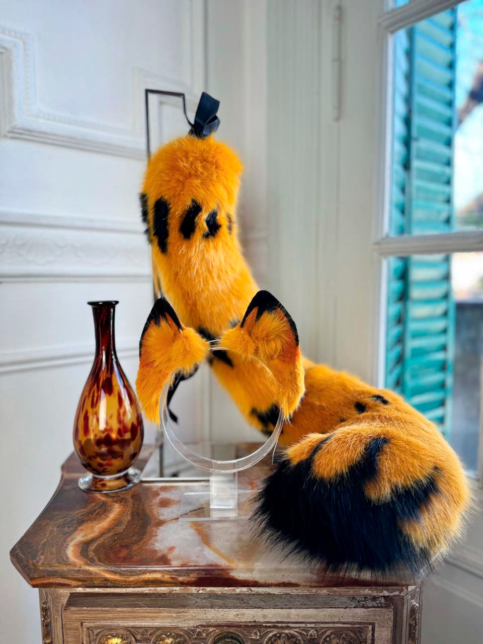 Cat Garfield ears and tail