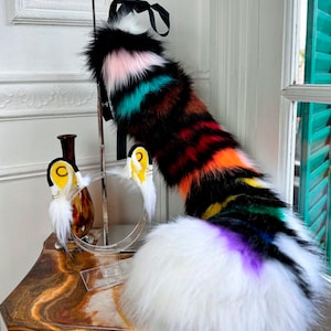 Pride Rainbow Faux fur Tiger Ears and Tail