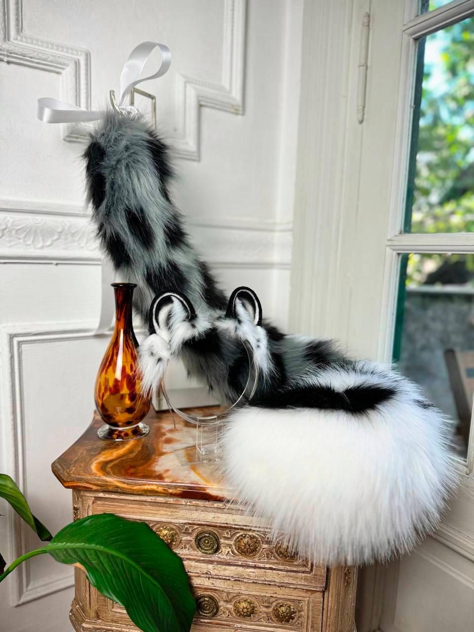 ハンドメイド動物しっぽ　アニマルテール 130cm ユキヒョウ　雪豹 Snow leopard fursuit - Etsy 日本