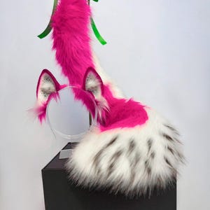 Faux fur Pitaya Dragon Fruit Cat Cosplay Ears and Tail