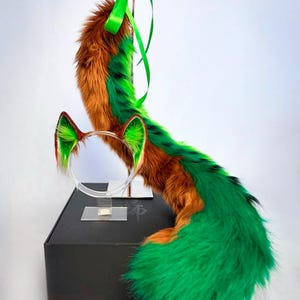 Faux fur Kiwi Cat Cosplay Ears and Tail