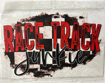 Cute Custom Racetrack Junkie Design | Toddler & Kids DTF Transfer | Ready to Press Direct to Film Print | Quick Shipping | DIY Shirt/Sweater