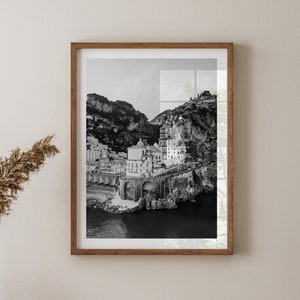 Atrani Printable Art, Amalfi Coast Art, Black and White Wall Art, High Resolution Photography, Coastal Print, Ocean Art, Italy Print