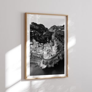 Atrani Printable Art, Amalfi Coast Art, Black and White Wall Art, High Resolution Photography, Coastal Print, Ocean Art, Italy Print