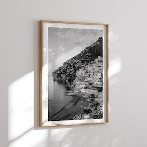 Printable: Positano in Spring, Amalfi Coast Printable Art, Black and White Wall Art, High Resolution Photography, Coastal Print, Italy Print