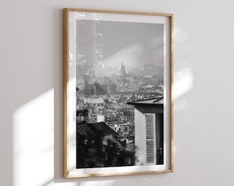 Black and White Paris Urban Printable Art I, Paris City Poster, Paris Architecture Wall Art, High Resolution Download, France B&W Photo