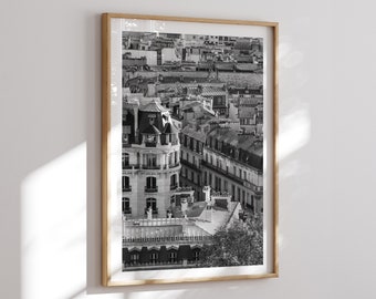 Black and White Paris Urban Printable Art V, Paris City Poster, Paris Architecture Wall Art, High Resolution Download, France B&W Photo