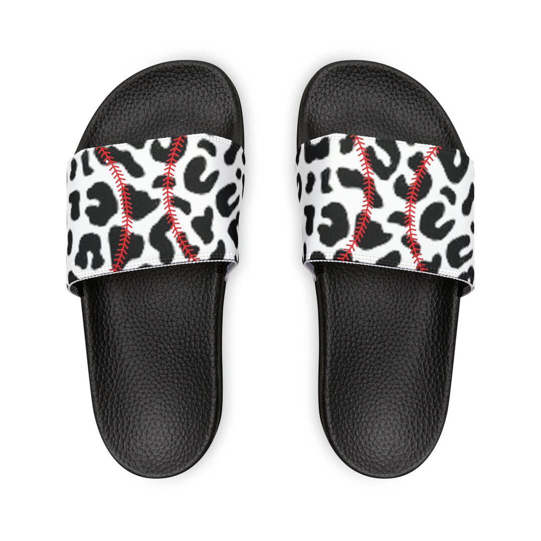 Youth Black and White Leopard Softball Slides Etsy