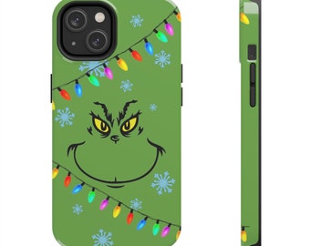 Grinch iphone case with lights and snowflakes