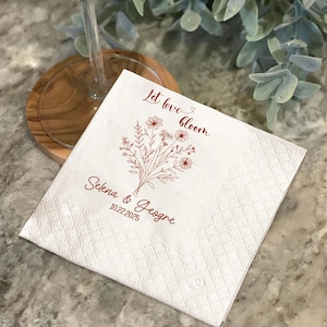 Custom Let Love Grow with Seeds of Love Napkins, Bridal Shower Napkins, Wildflower Napkins, Baby shower, Farmers Market Theme Party Gift