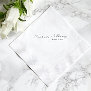Personalized Wedding Napkins, Custom Engagement Napkins, She Say Yes, Monogram Wedding Napkins, Cocktail Napkins, Anniversary Napkins
